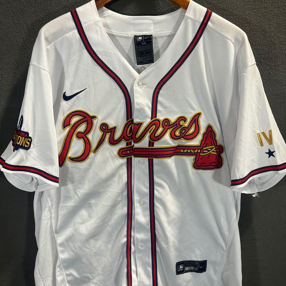 Nike Atlanta Braves Max Fried 54 2021 World Series Champions Jersey Mens White